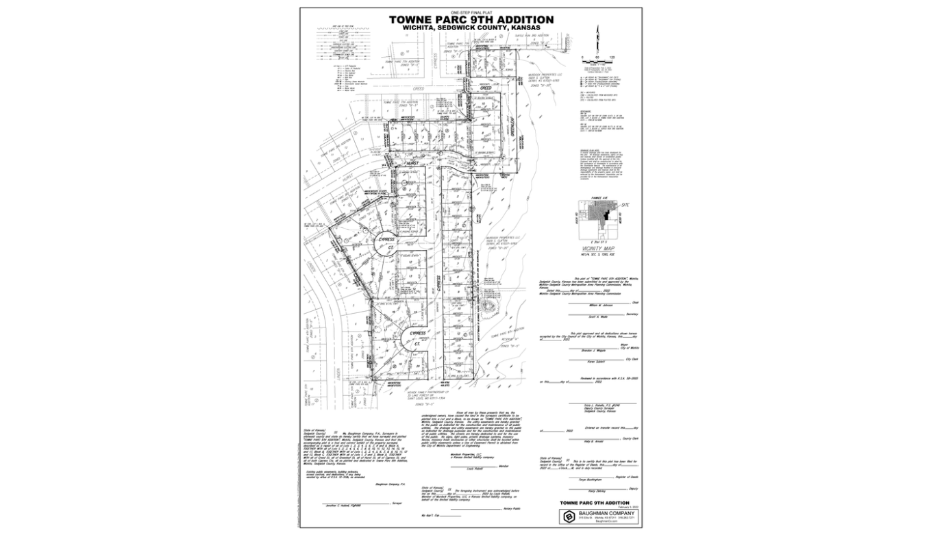 Towne Parc plat map 9th by Liberty Communities, Kansas